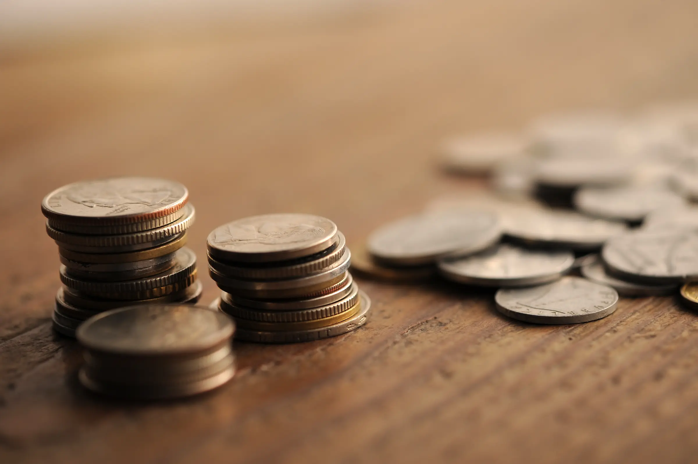 Coins on a table